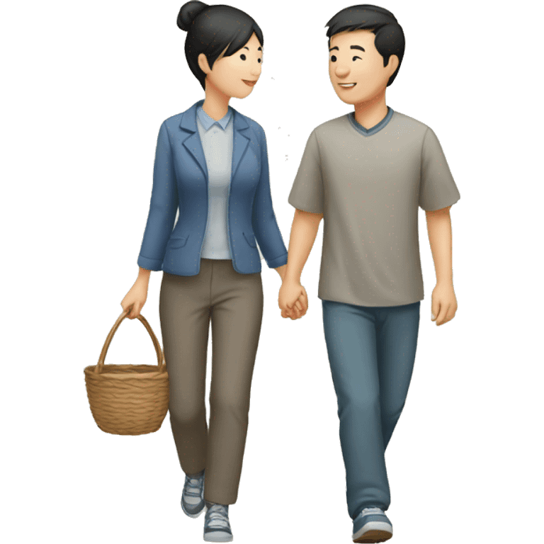 a Chinese couple taking walk emoji