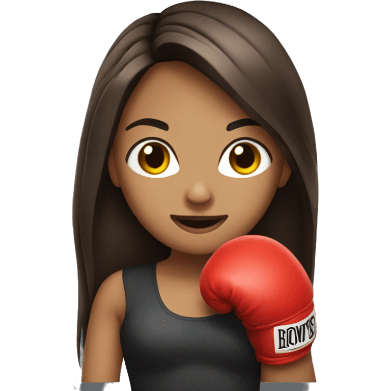 Beautiful long hair brunette with boxing gloves  emoji