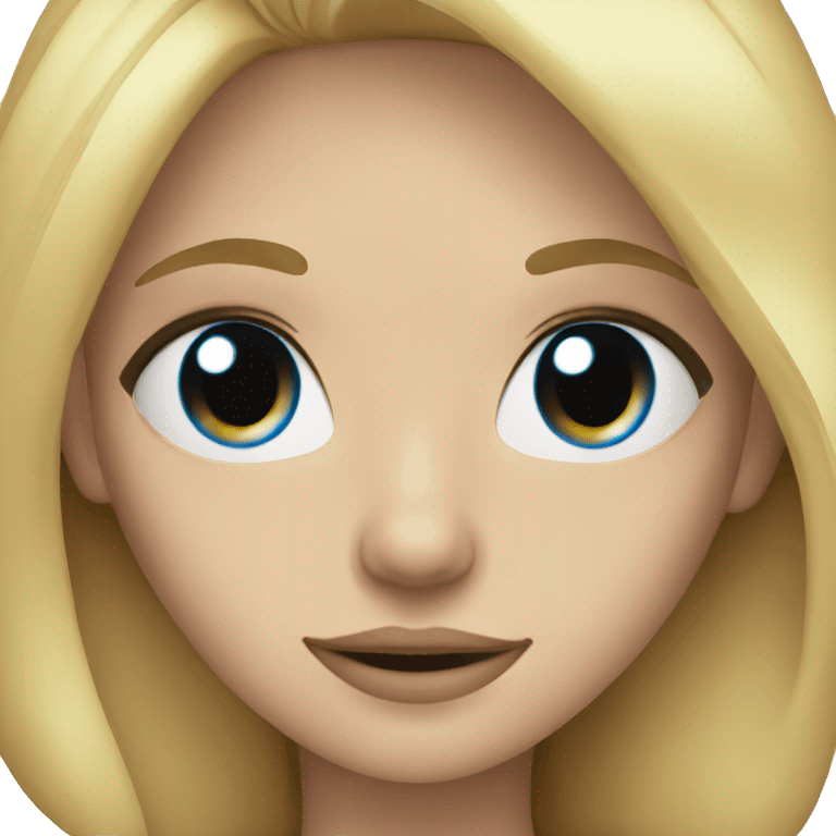 Blonde girl with blue eyes, long hair and black t-shirt emoji