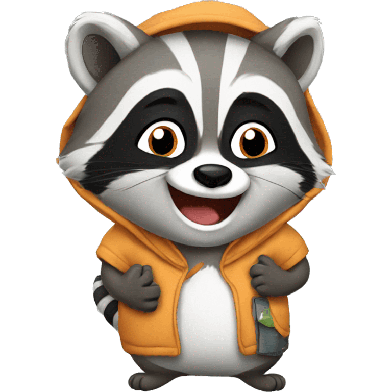 Happy raccoon with a t-shirt emoji