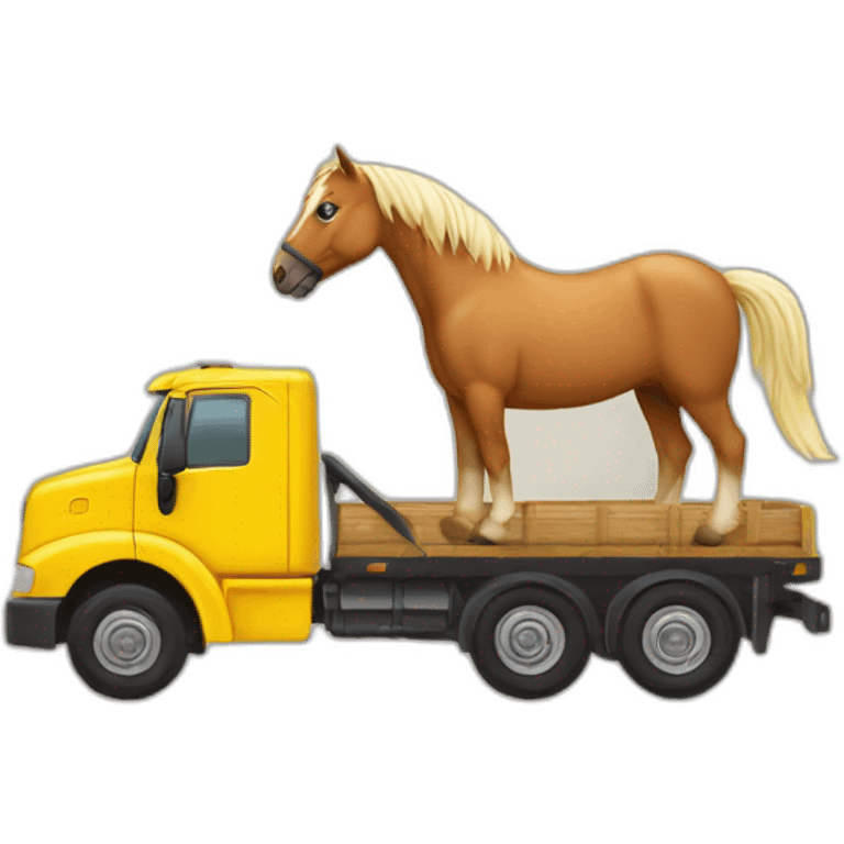 truck driven by a horse and a parakeet emoji