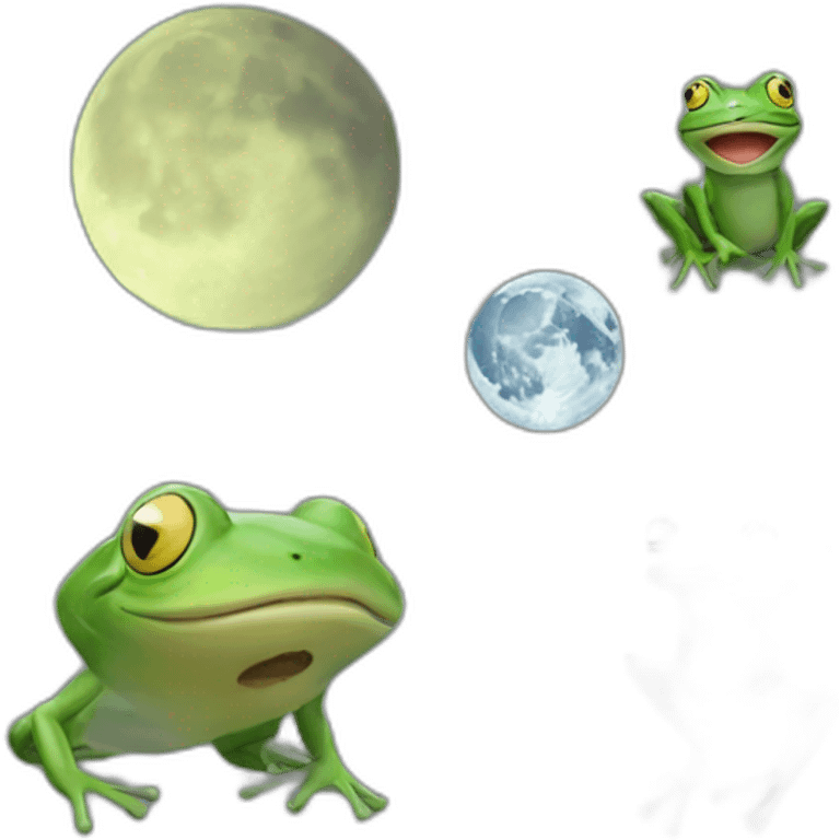 Man in the moon and a frog emoji