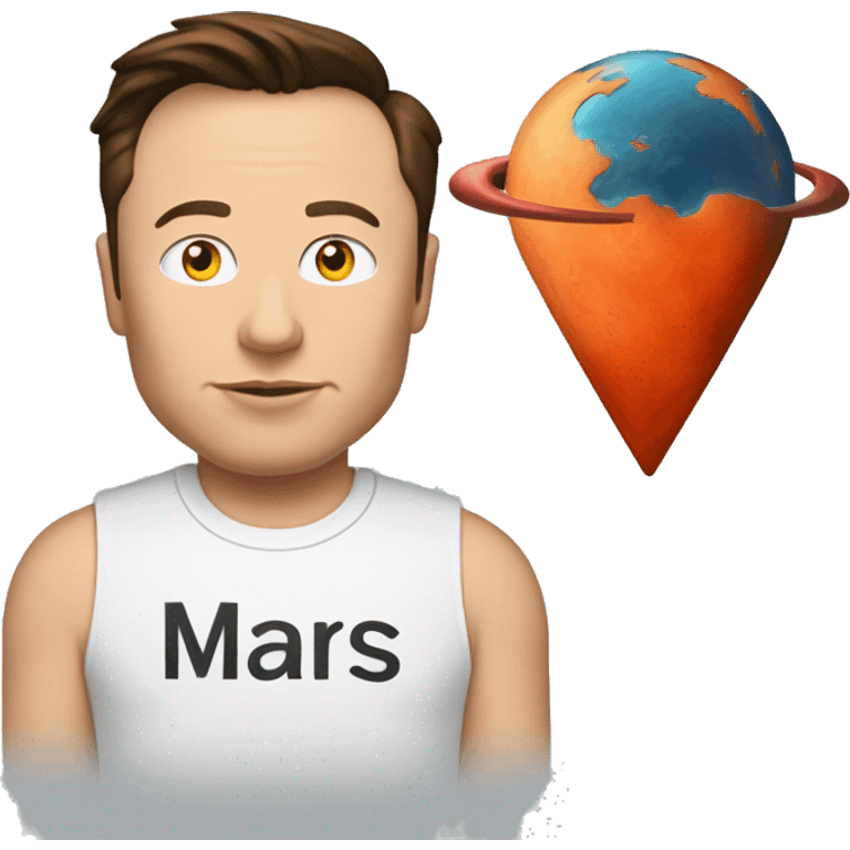 Elon musk wearing a T shirt with “I ❤️ MARS” on the front emoji