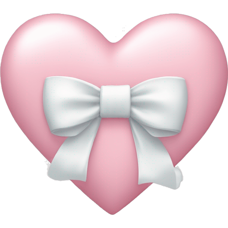 Pastel pink heart with white bow emoji