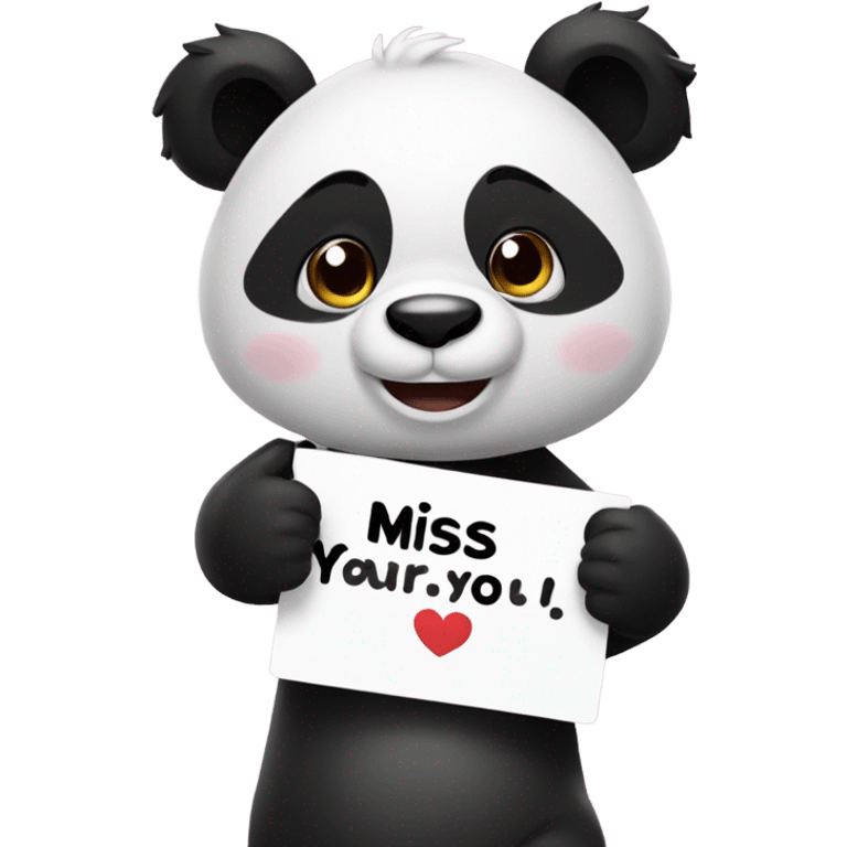 Panda holding a miss you sign emoji