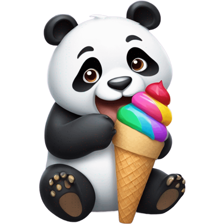 Panda eating ice cream emoji