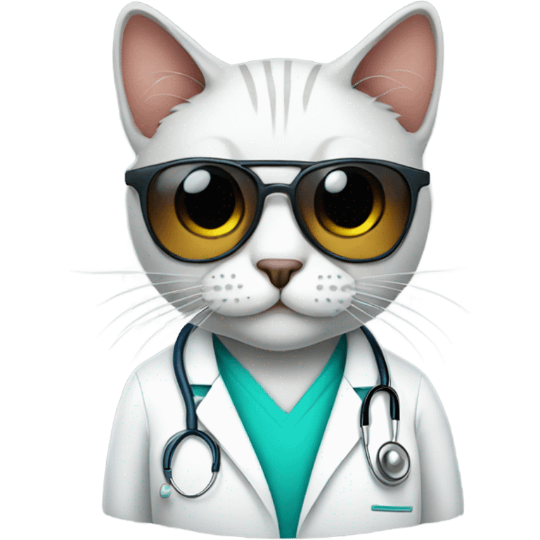 doctor cat wearing dark sunglasses emoji