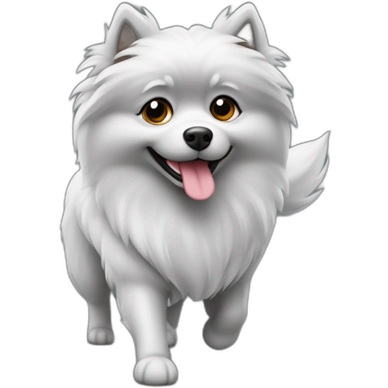 Gray small spitz walking in emoji