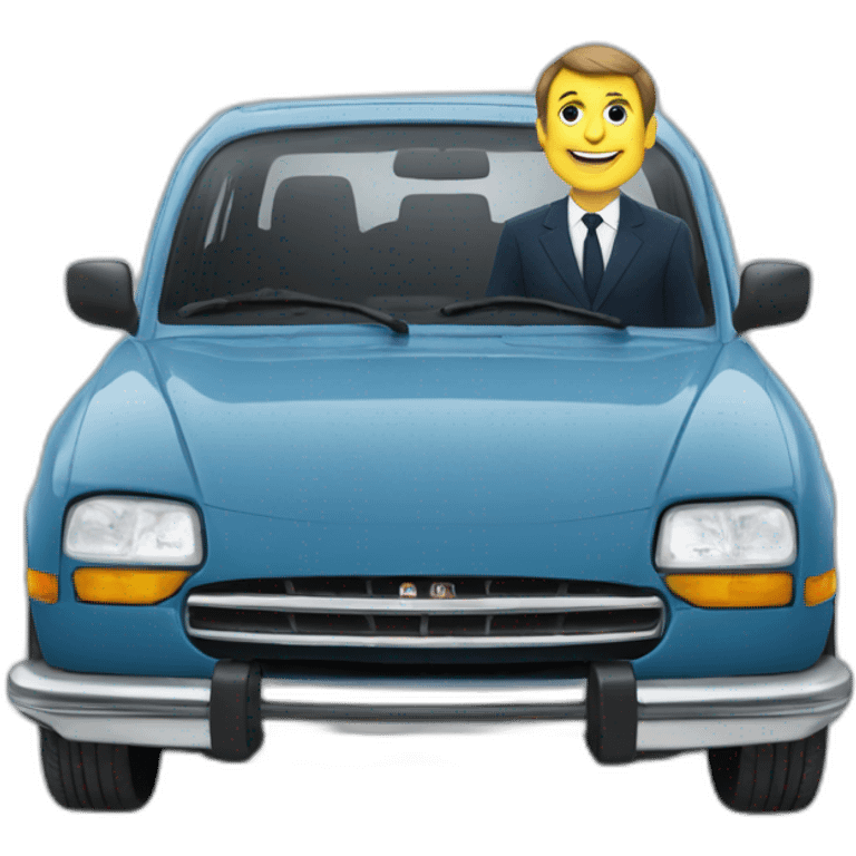 Macron sur une voiture emoji