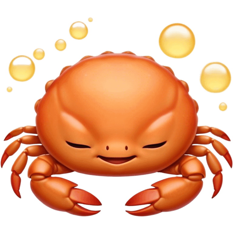 Meme-Worthy Cute Sleeping Baby Crab Portrait Emoji, Head and body resting peacefully with a contented smile, showcasing a petite, delicately armored form and eyes gently closed in serene slumber, Simplified yet adorably endearing features, highly detailed, glowing with a soft, drowsy coastal light, high shine, relaxed and utterly lovable, stylized with an air of playful laziness, soft glowing outline, capturing the essence of a sleeping baby crab that feels destined to become the next viral icon of adorable rest! emoji