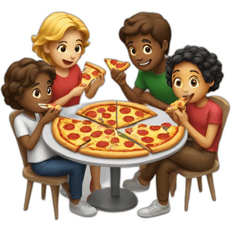 Friends eating pizza together emoji