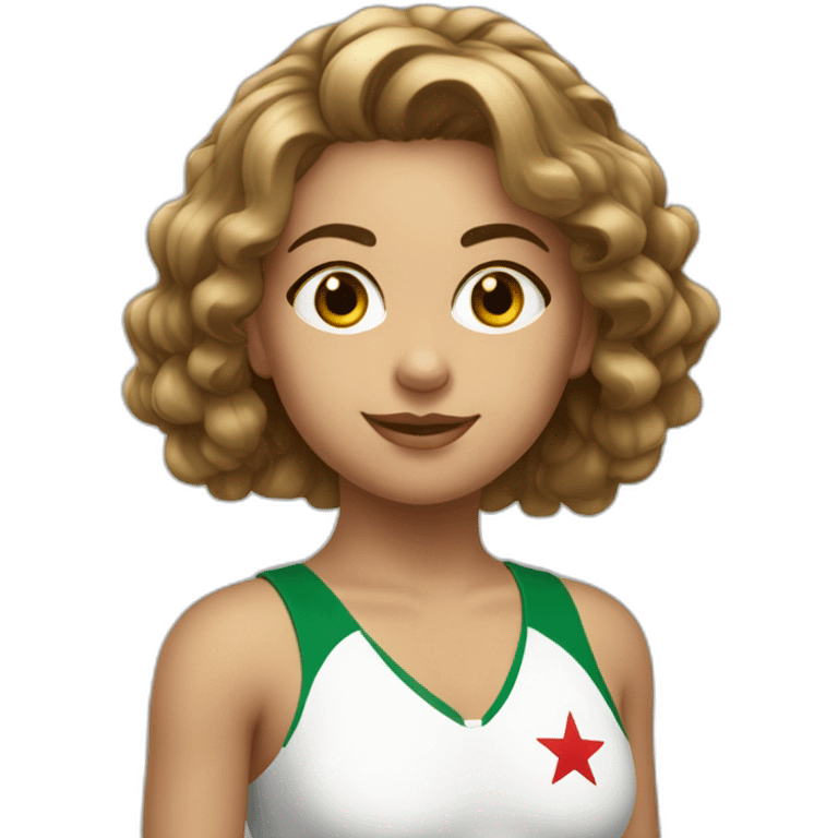 fille avec maillot de l'algérie emoji