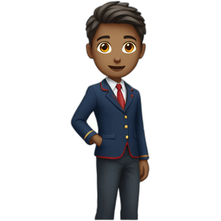 animated student wearing a school uniform, red vest inside a navy blue blazer emoji