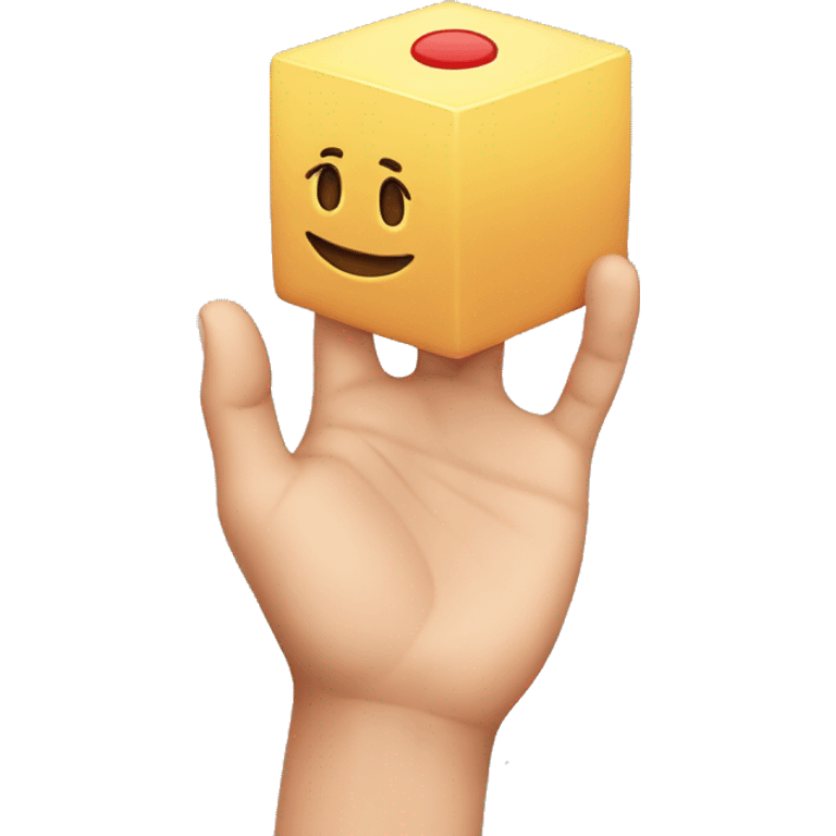 a hand touching a cube emoji