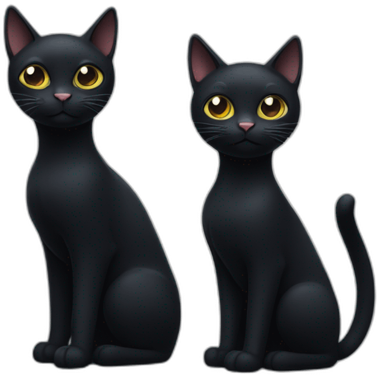 Black cat with round eyes and another black cat with a big nose emoji