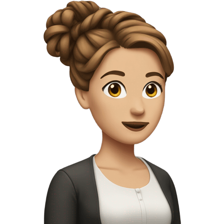 Emily Waltham with brown bun hair emoji