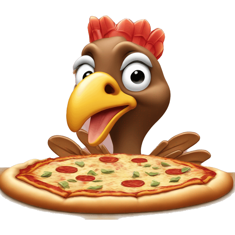 A turkey eating pizza ￼ emoji