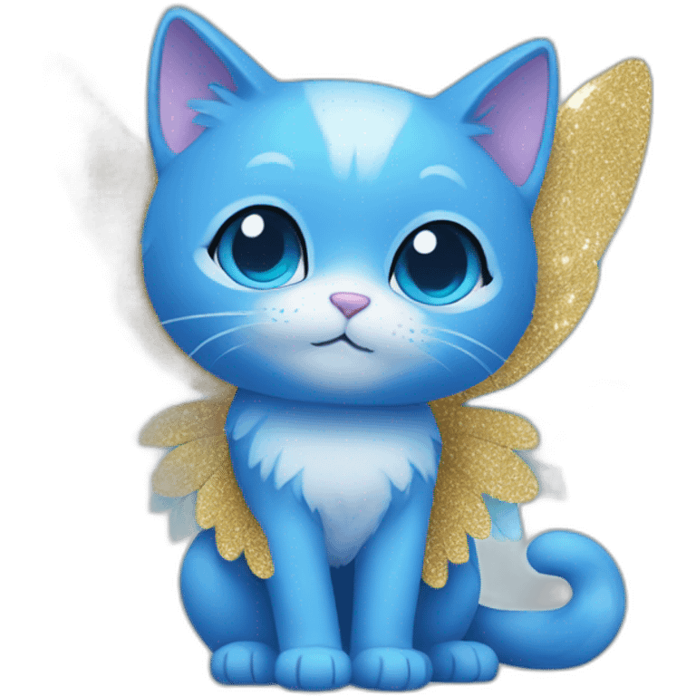 Glitter blue cat with wings emoji