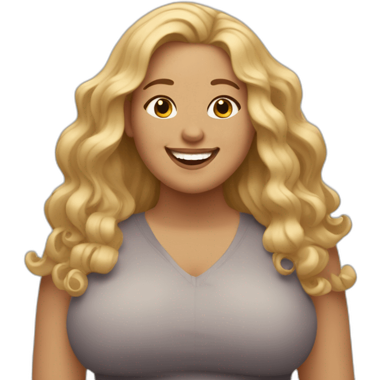 very happy plus-sized woman with blonde wavy hair emoji