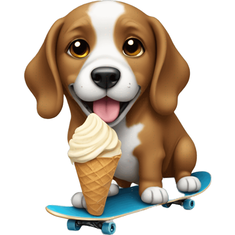 dog with ice cream on the skate  emoji