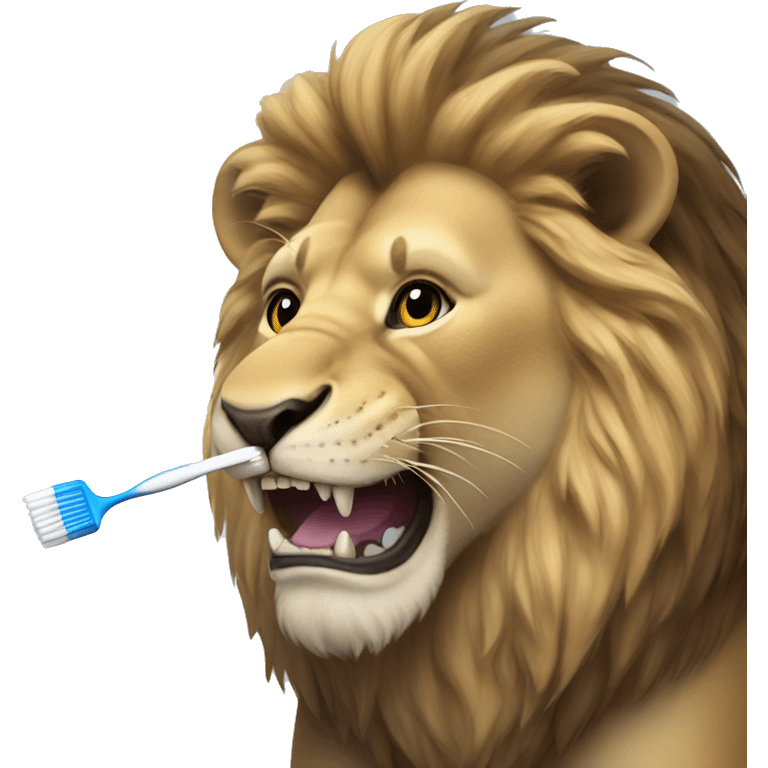 lion with a toothbrush emoji