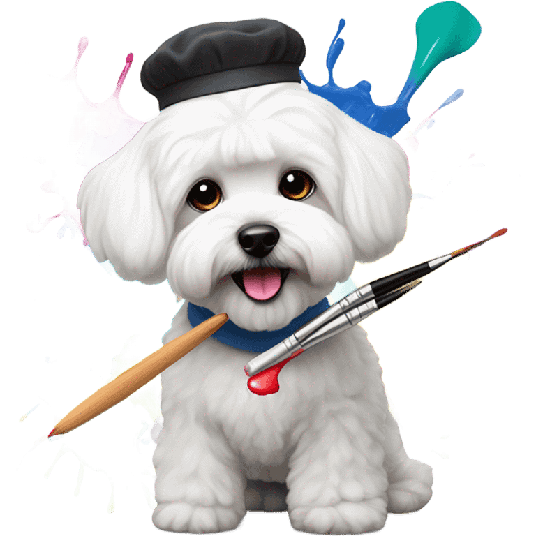 Maltese bichon working as a painter emoji