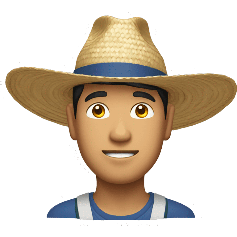 Asian man with straw hat emoji