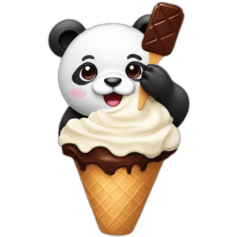 Panda eating chocolate ice cream  emoji