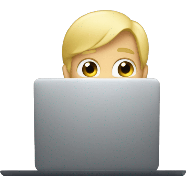 blonde male hiding behind laptop emoji