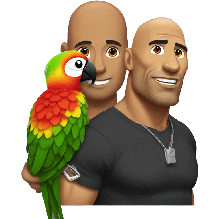 the rock with a parrot on his shoulder emoji