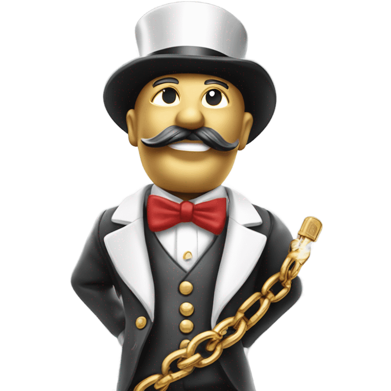 Monopoly man with gold chain necklace and smoking cigar emoji