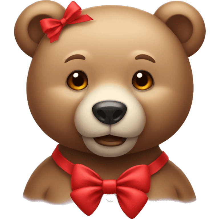 Bear with red bow emoji