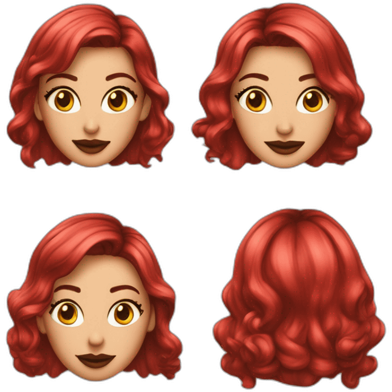 emoji personnalisé jeume femme cheveux rouge avec un percing sur chaque narine, de beaux sourcils, de long cils maquuillés emoji