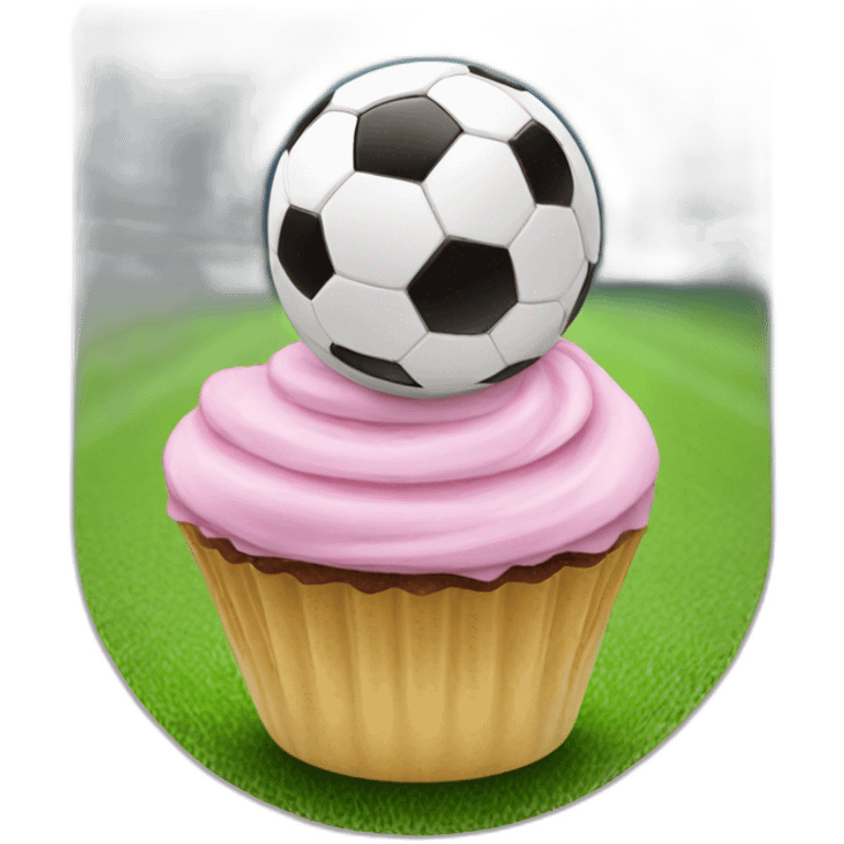 Happy soccer cupcake emoji