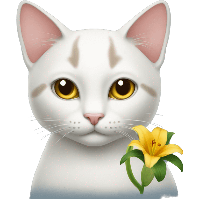 a cat with a lily flower emoji