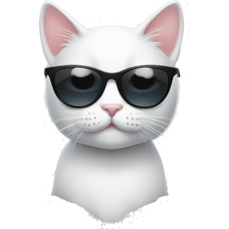 Cute white cat emoji with sunglasses  emoji