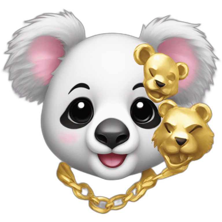 Koala whit gold teeth kissed  a cute panda  emoji