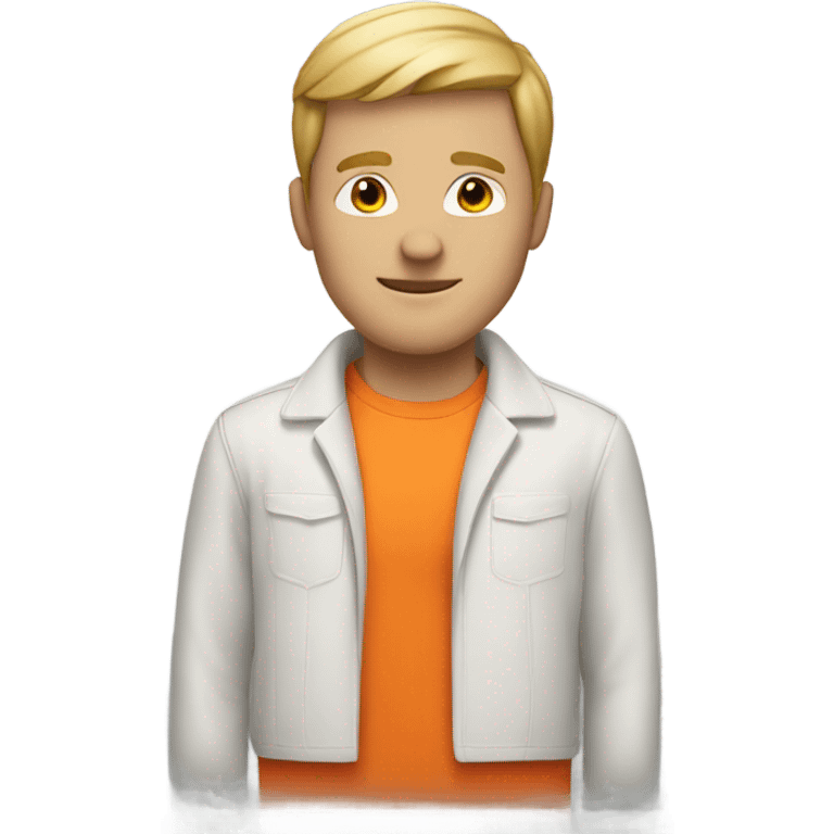 White guy orange jumpsuit emoji