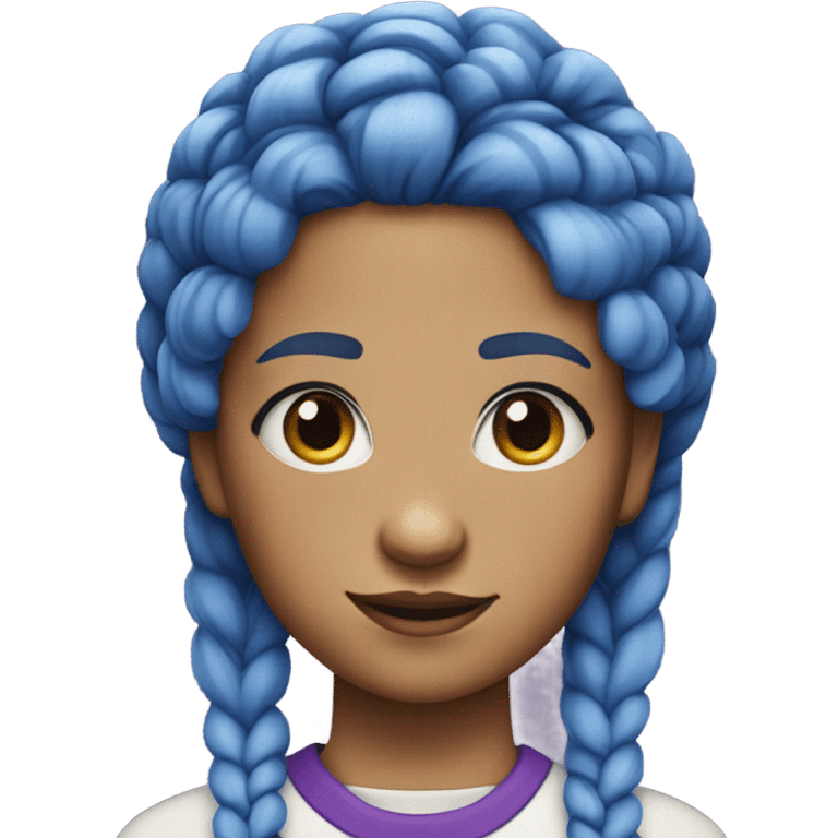 Blue haired girl with two braids and purple eyes emoji