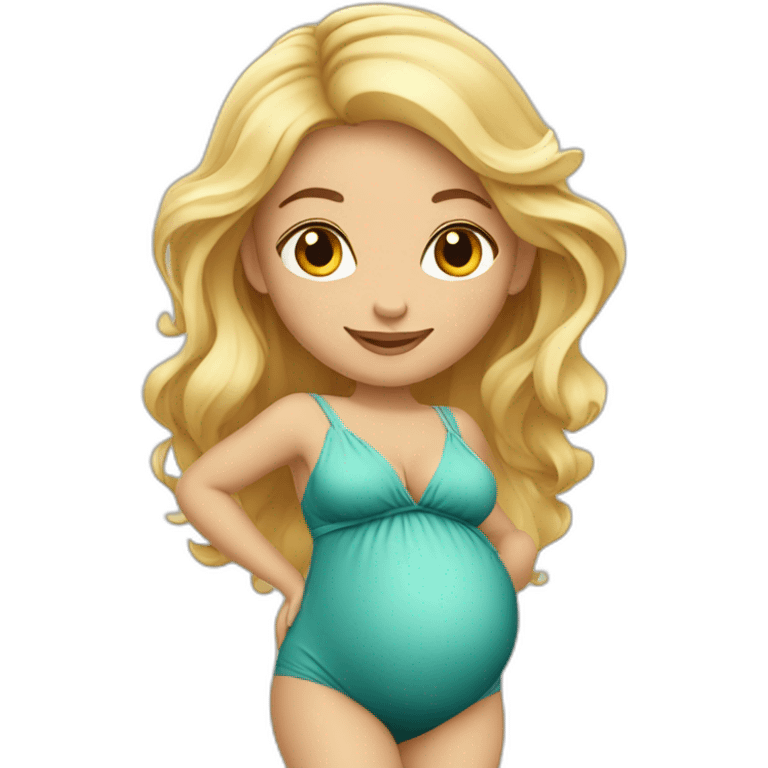 adorable pregnant blond full body women with beach-wave-hair emoji