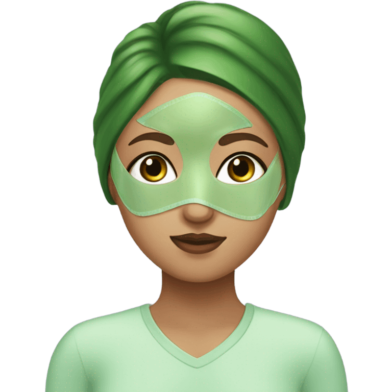 Girl with long lashes, green skincare mask emoji