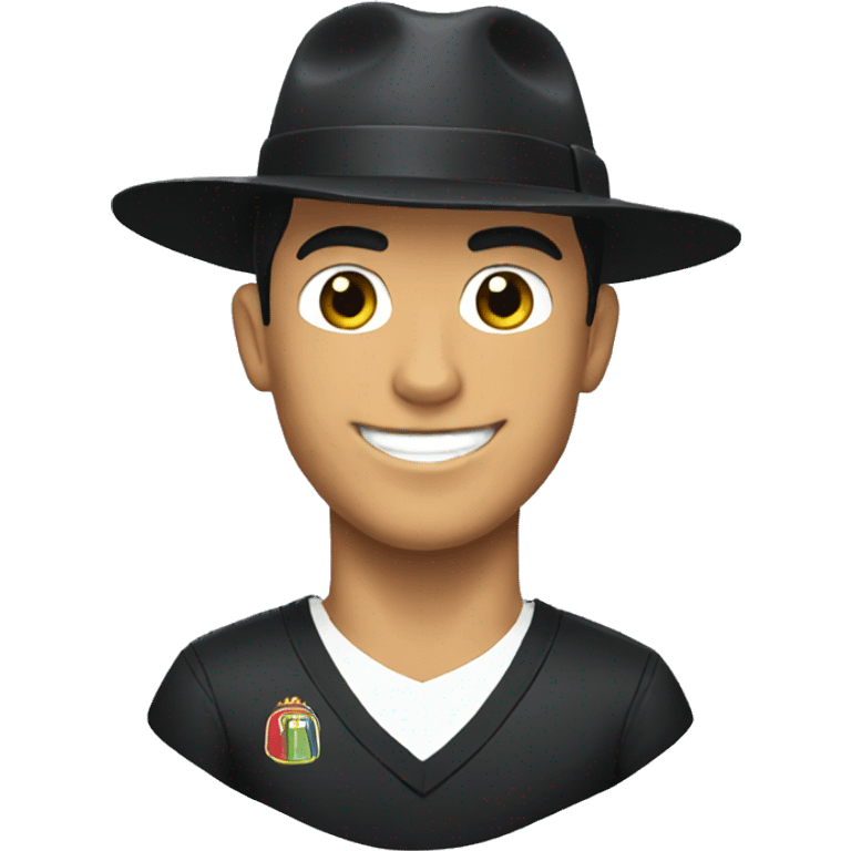 Cristiano Ronaldo with a black hat in head  emoji