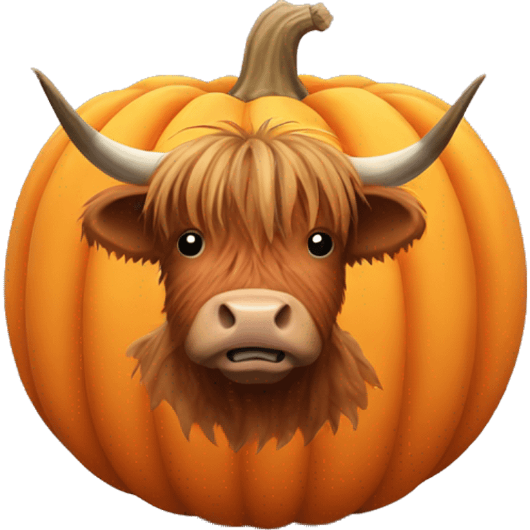 highland cow in a pumpkin emoji