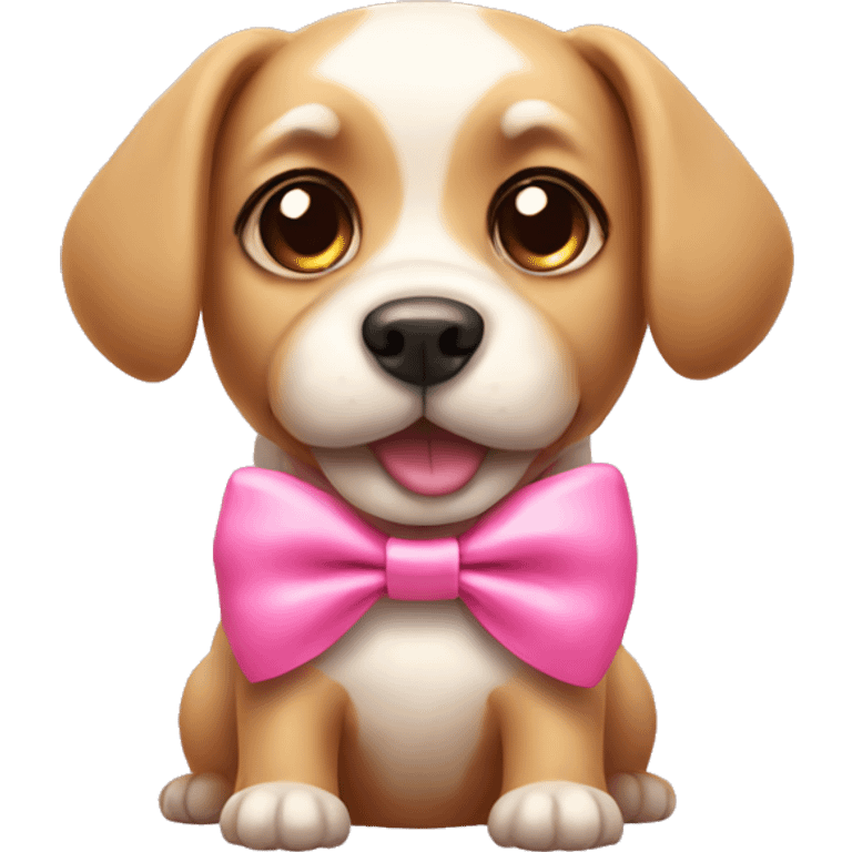 Cute dog with a pink bow  emoji