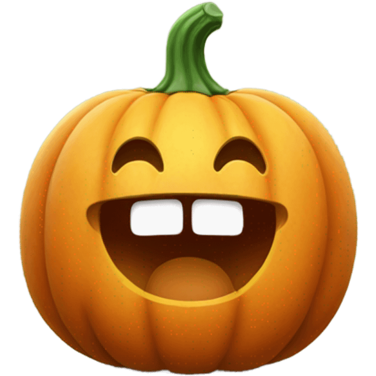 happy pumpkin with hands up emoji