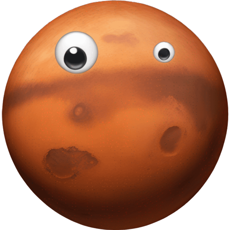 Mars planet with white circle eyes emoji