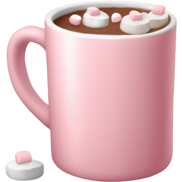 Light Pink mug of hot chocolate with marshmallows  emoji