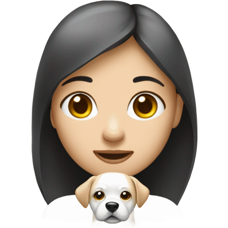 Mädchen mit weißem Chau chau hund emoji