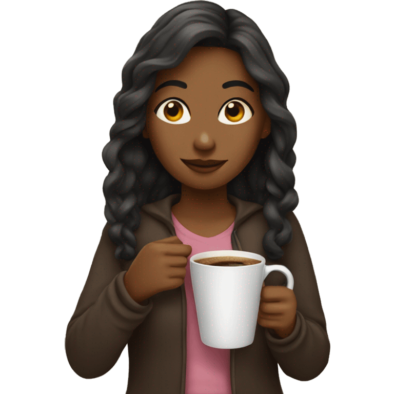 Girl drinking coffee  emoji