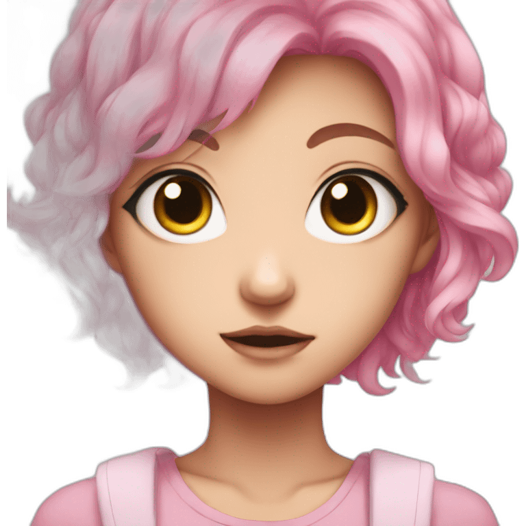 anime girl with big eyes and pink hair emoji